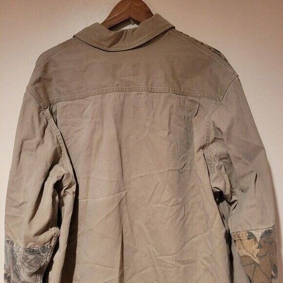 Vtg Camo Button Up Shirt Mens XL Hunting Shacket Beige Workwear Fishing Gorpcore - Picture 7 of 12
